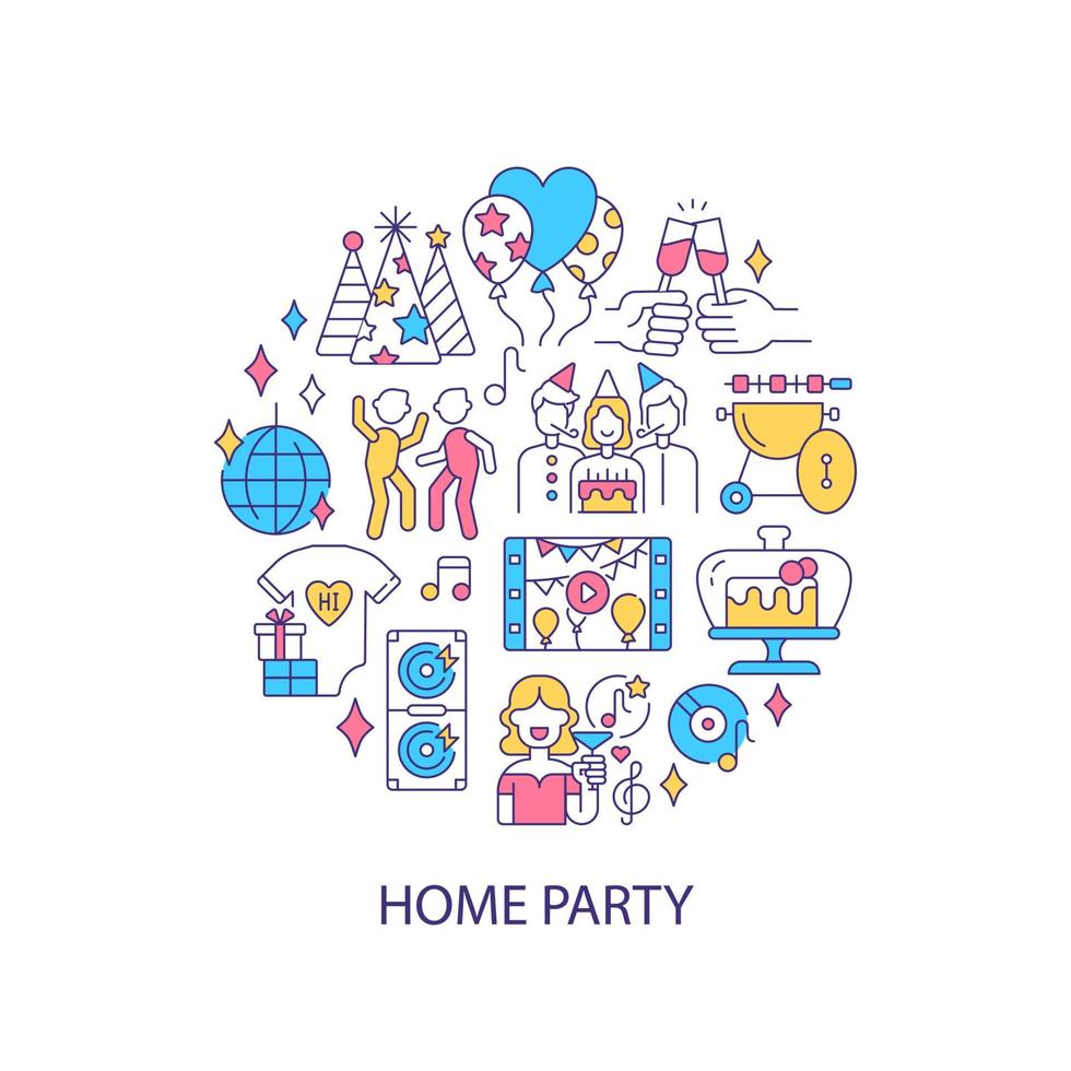 Home party abstract color concept layout with headline vector