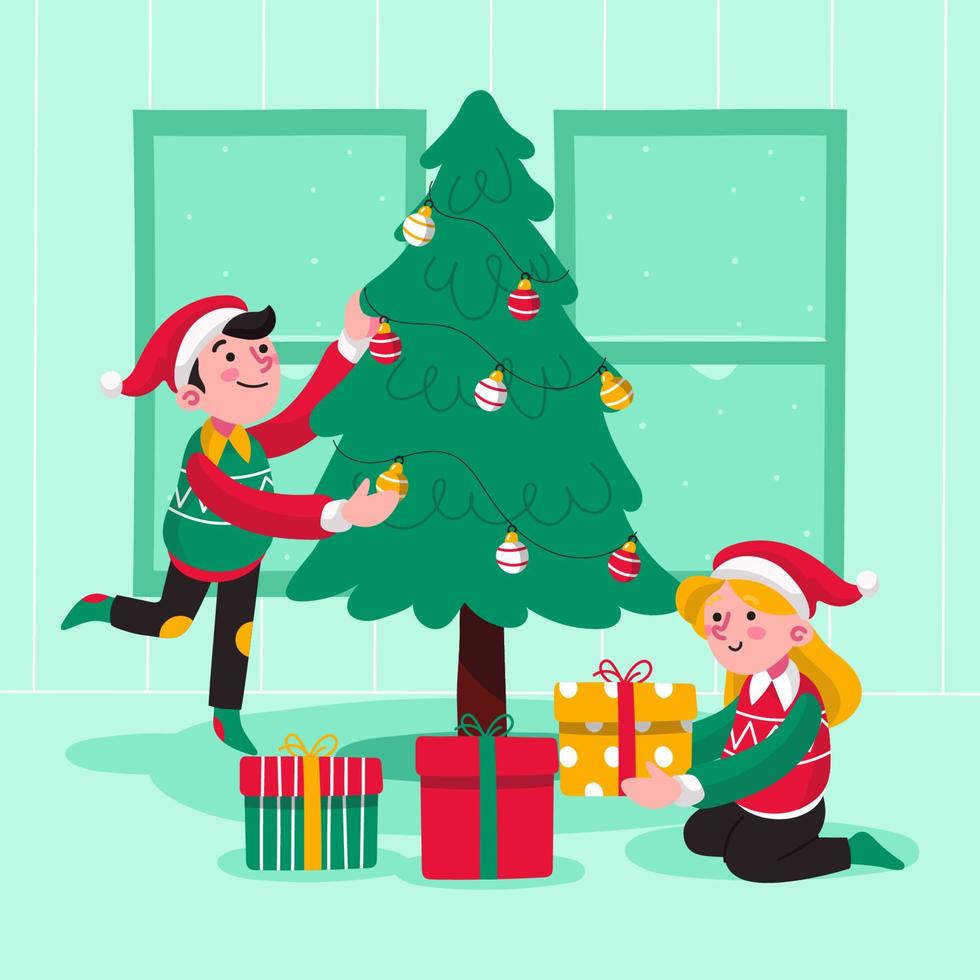 Kids Celebrate Christmas vector