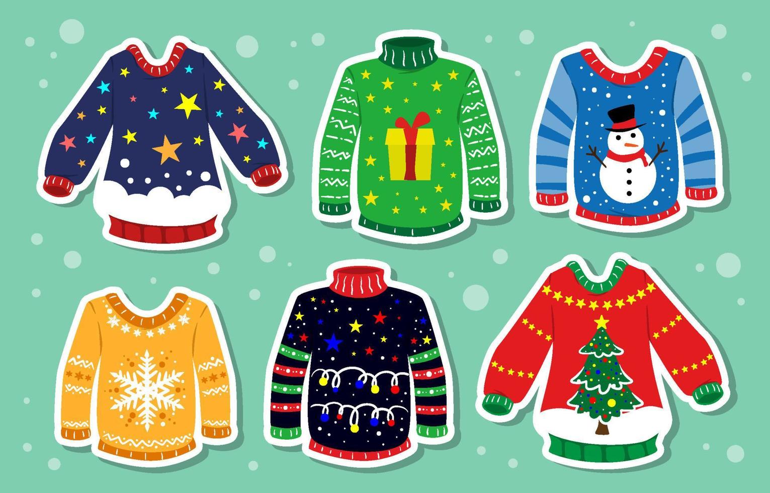 Christmas Sweater Sticker Collection vector