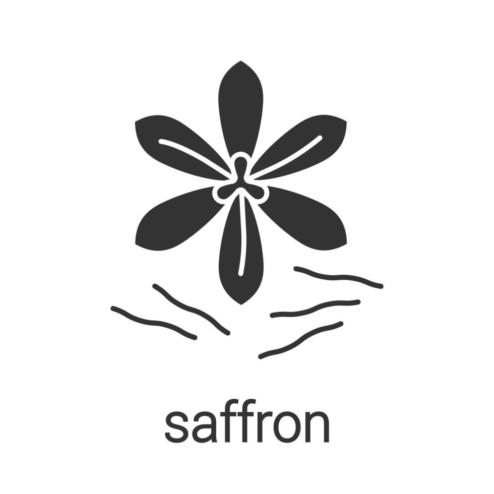 Saffron glyph icon. Crocus silhouette symbol. Flavoring, seasoning. Negative space. Vector isolated illustration