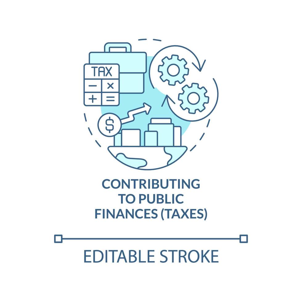 Contributing to public finances blue concept icon vector