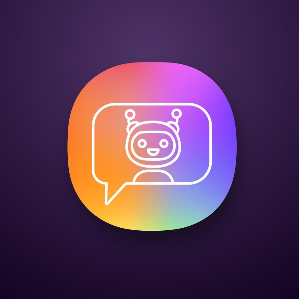 Chatbot in speech bubble app icon vector