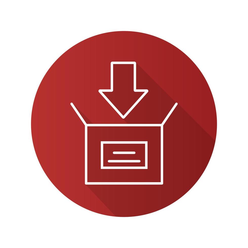 Box packing flat linear long shadow icon. Vector line symbol