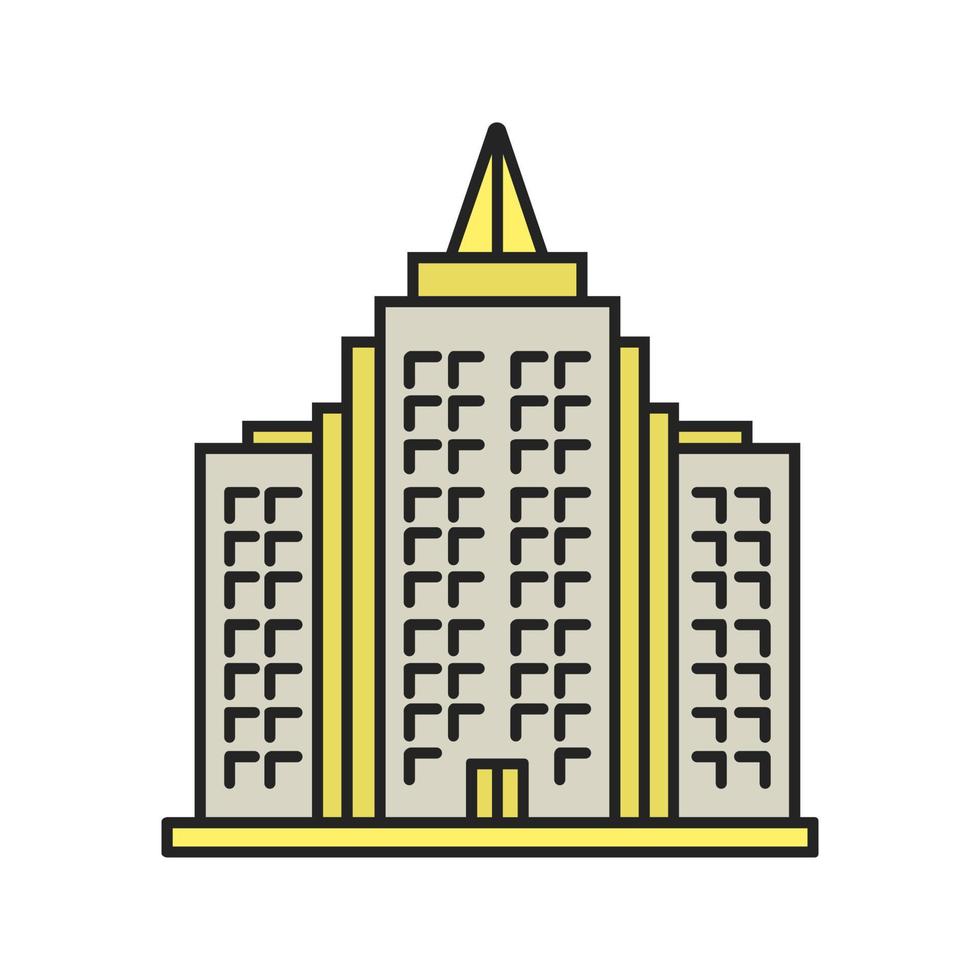 icono de color de edificio de varios pisos. edificio de apartamentos. ilustración vectorial aislada vector