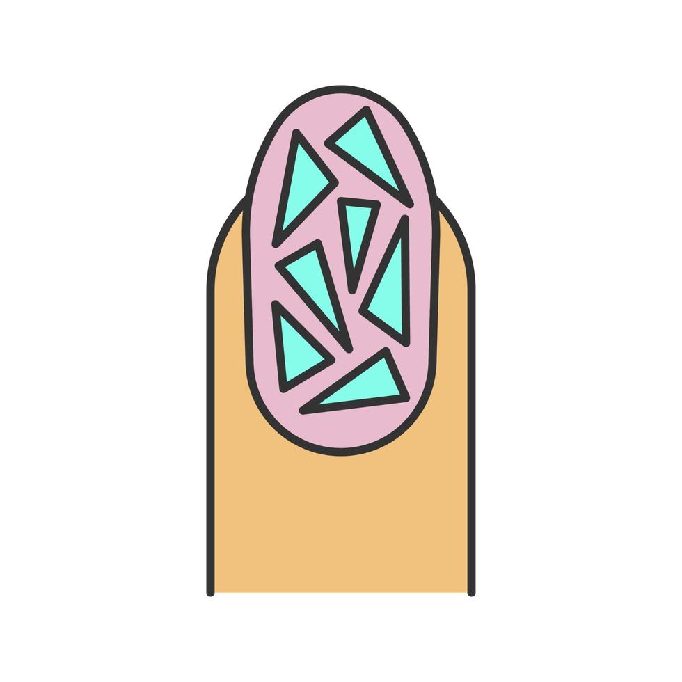 Broken glass manicure color icon. Isolated vector illustration