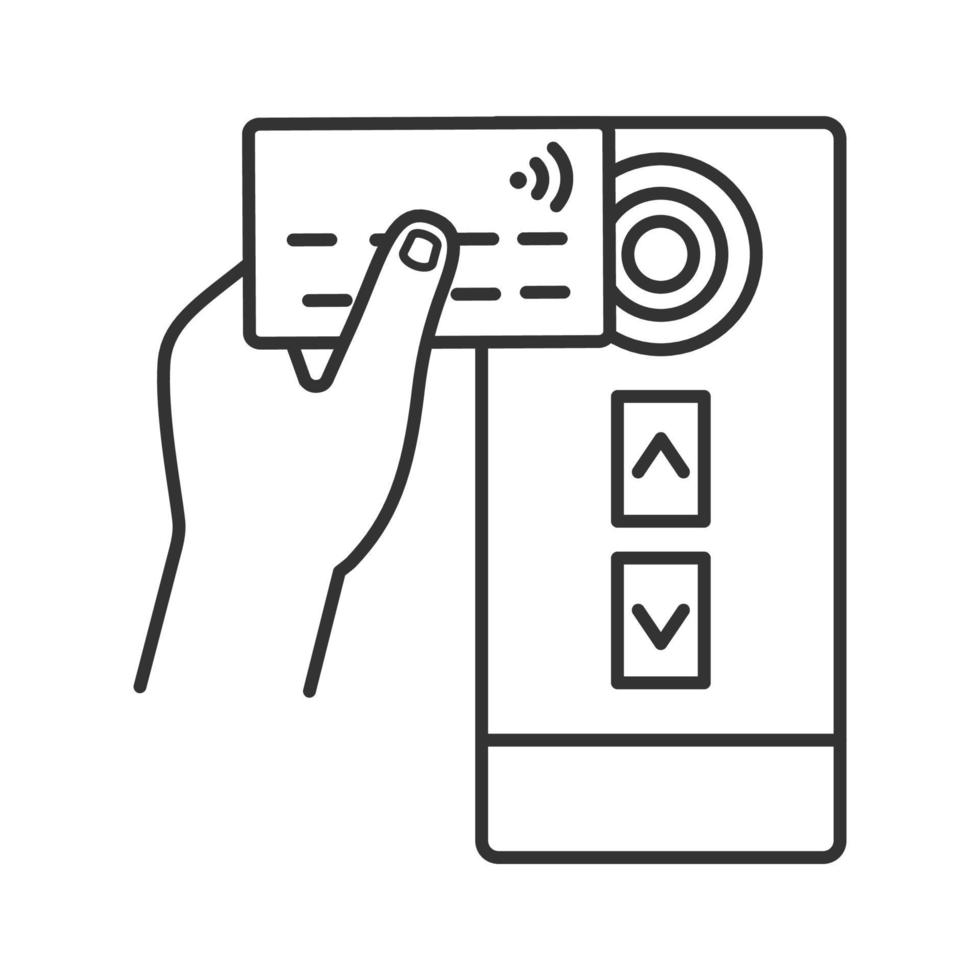 NFC credit card reader linear icon vector