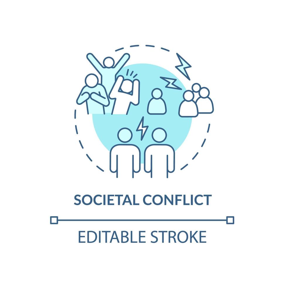 conflicto social concepto azul icono vector