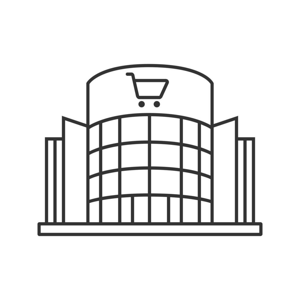 Shopping centre linear icon. Mall building. Thin line illustration. Supermarket contour symbol. Vector isolated outline drawing