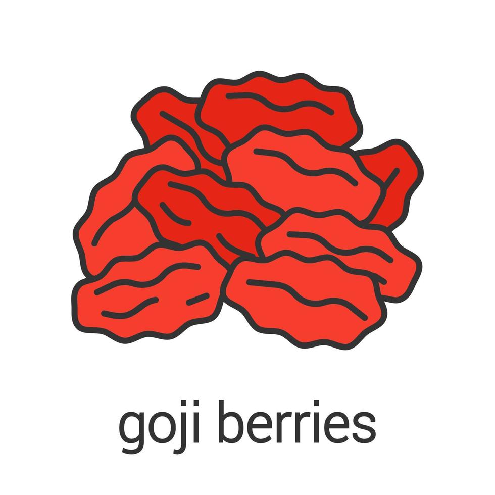 Dried goji berries color icon. Raisins. Isolated vector illustration