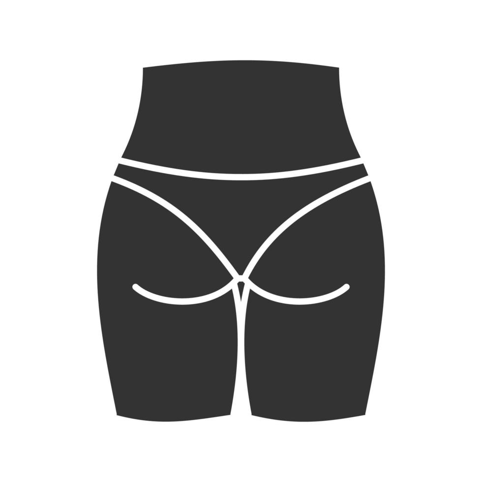 Buttocks glyph icon. Silhouette symbol. Anticellulite massage. Negative space. Vector isolated illustration