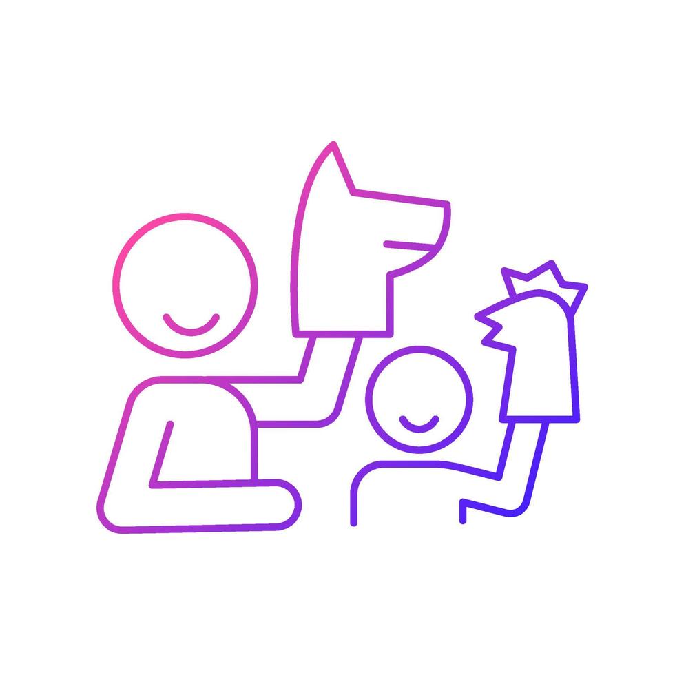 Playing with puppets gradient linear vector icon