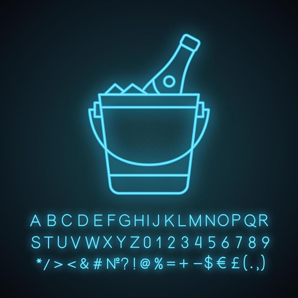 Champagne bucket neon light icon vector