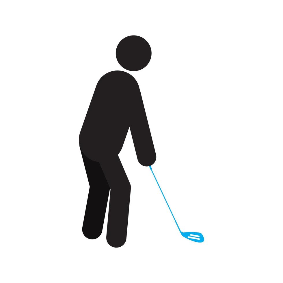 hombre jugando golf silueta icono. deporte. ilustración vectorial aislada. estilo de vida saludable vector