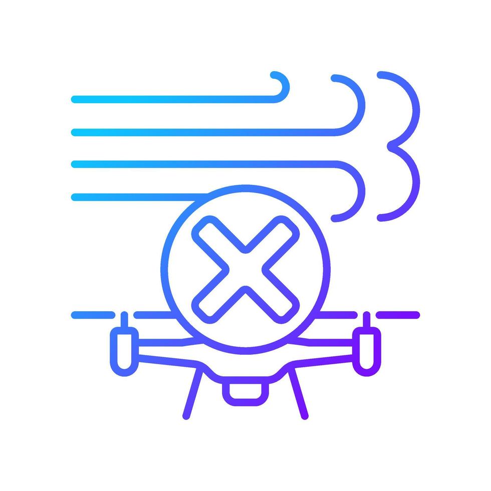 Dont fly in strong winds gradient linear vector manual label icon