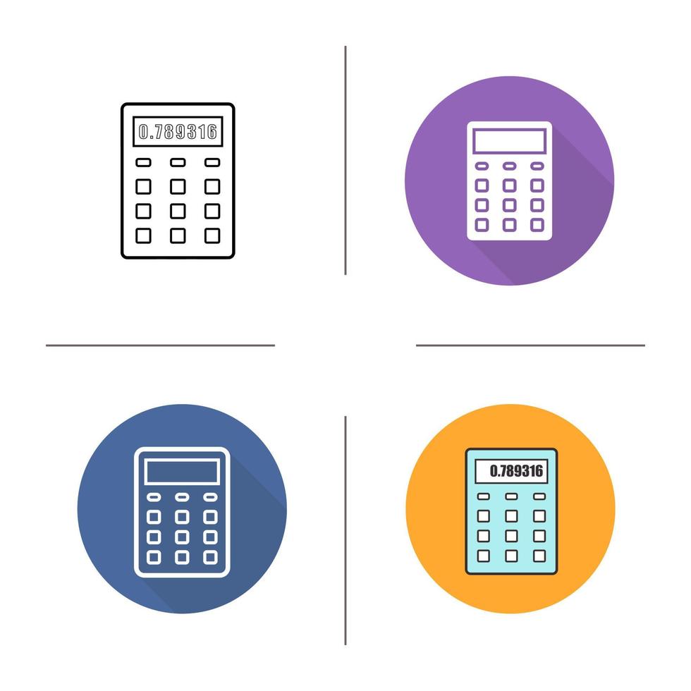 icono de calculadora. diseño plano, estilos lineales y de color. ilustraciones vectoriales aisladas vector