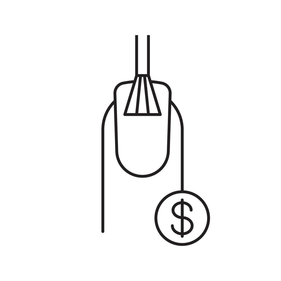 icono lineal de precios de servicios de salón de uñas. Ilustración de línea fina. pulido de uñas y signo de dólar. símbolo de contorno de manicura. dibujo de contorno aislado vectorial vector