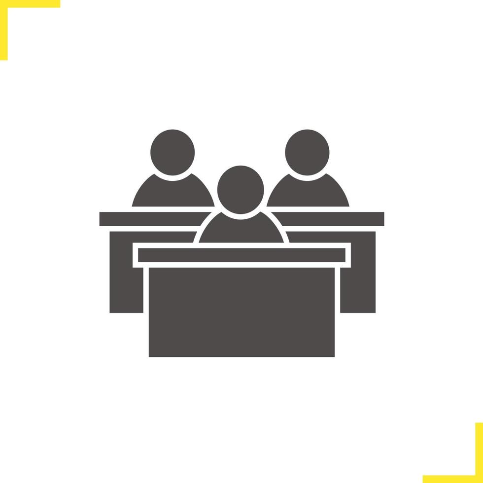 Audience glyph icon. Silhouette symbol. Lecture hall. Students conference. Negative space. Vector isolated illustration