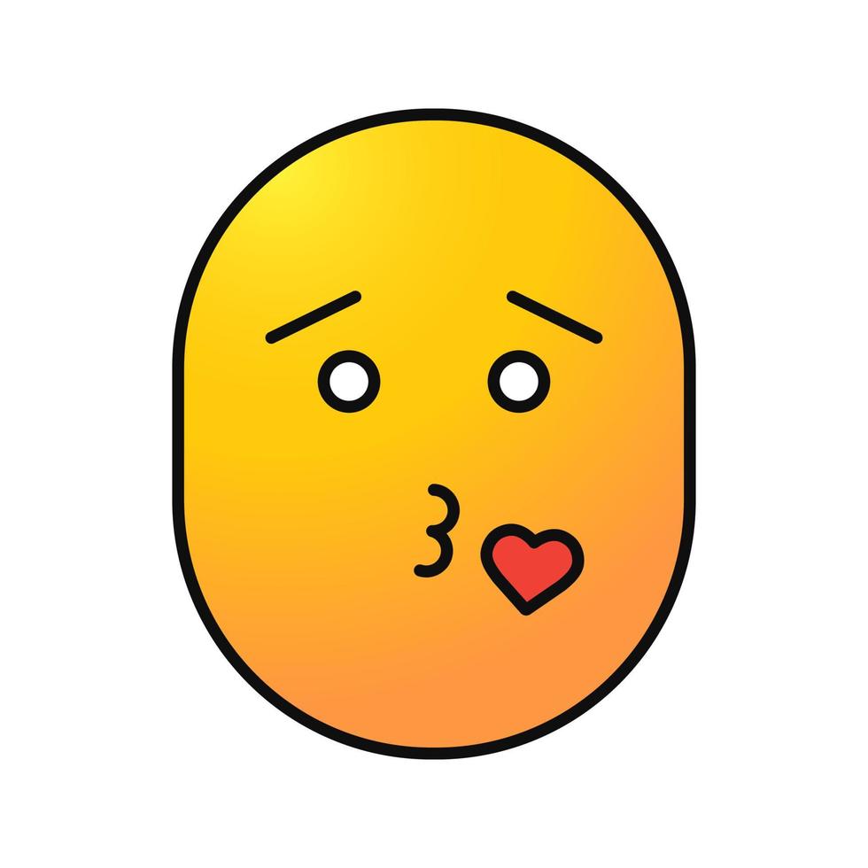 Smiley throwing kiss color icon. In love emoticon. Isolated vector illustration