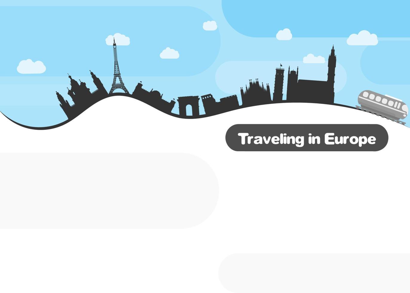 travel around Europe by train. flat style image vector