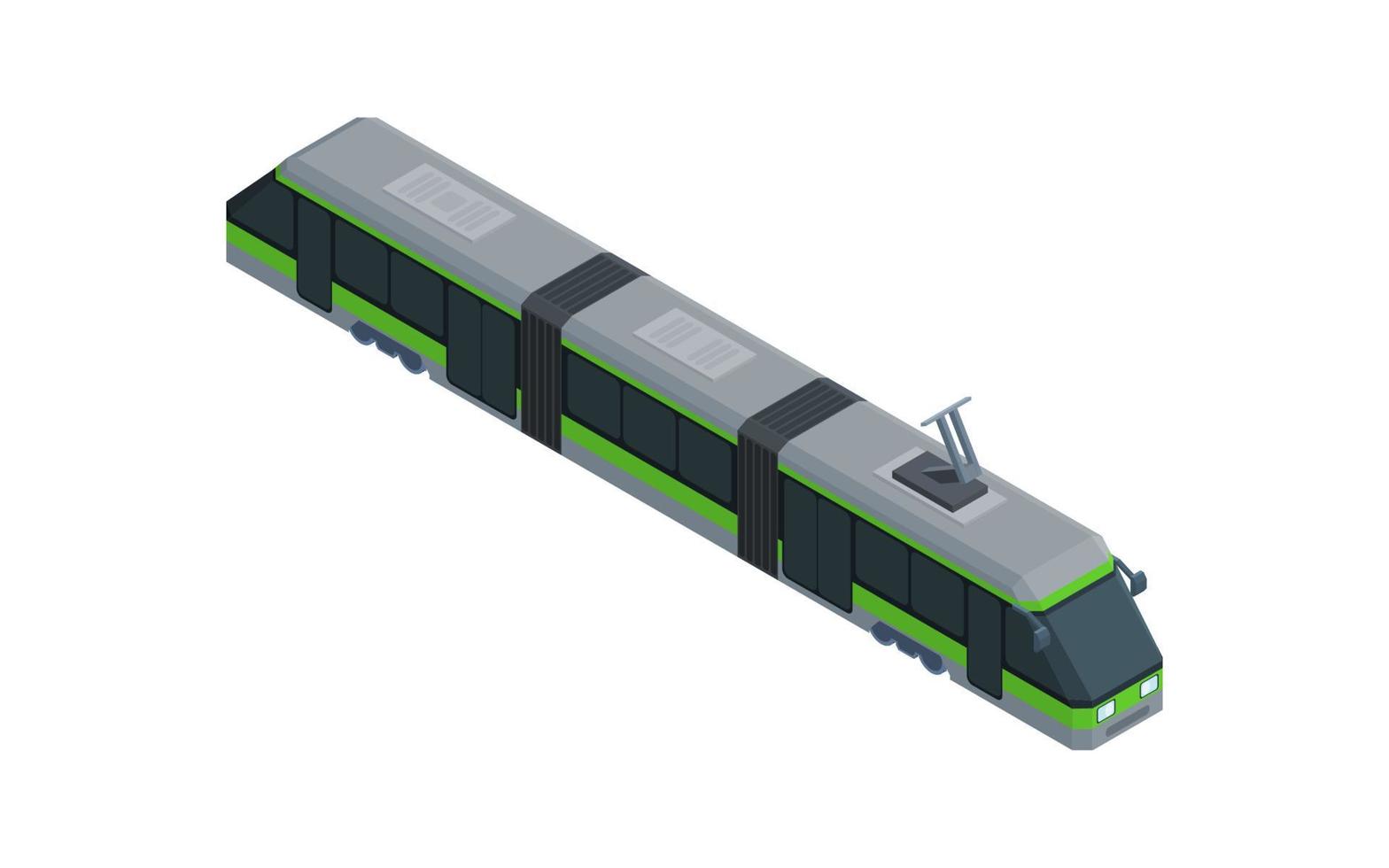 green modern city tram. isometric style new vector