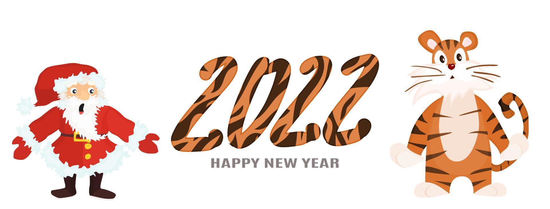 santa and tiger 2022 new year poster new vector