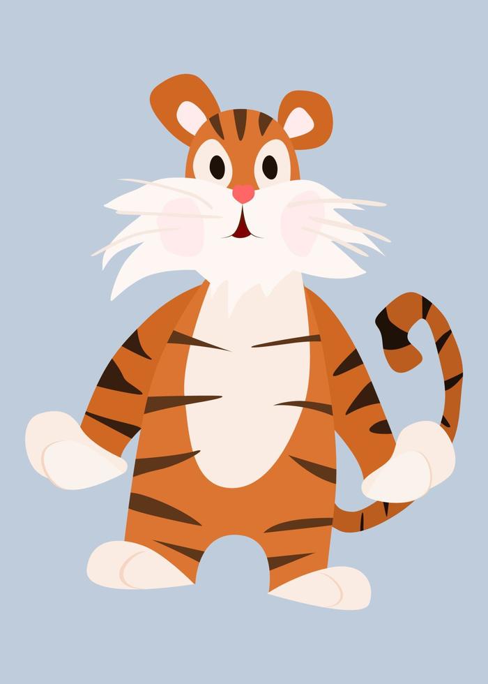 tigre personaje simple animal en vector de patas traseras