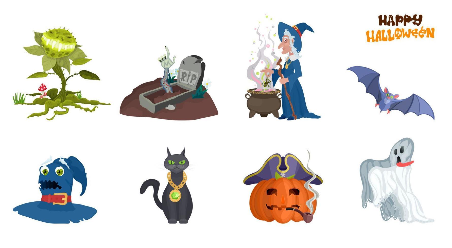 a selection of monsters for the holiday halloween vector