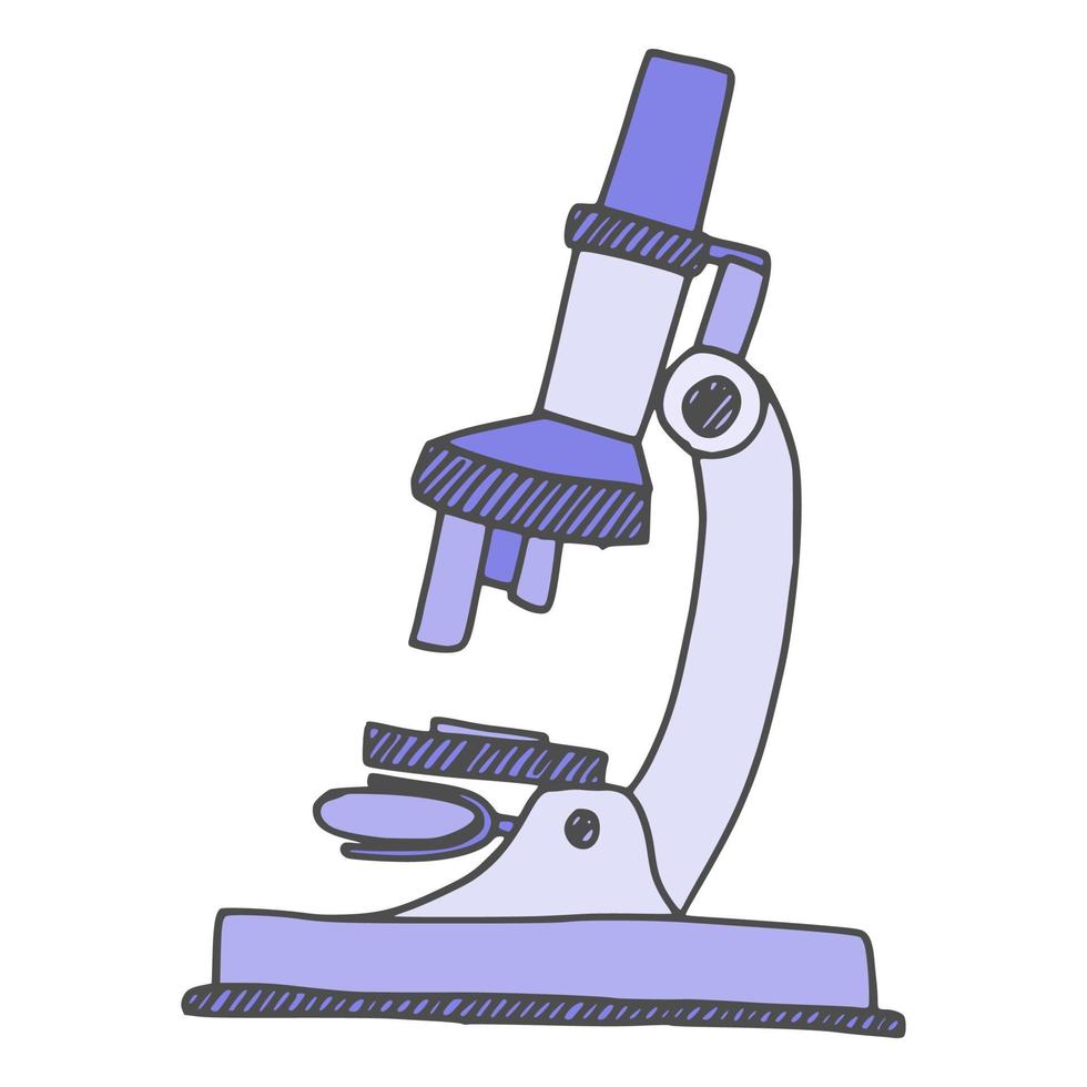 blood examination microscope. doodle style drawing vector