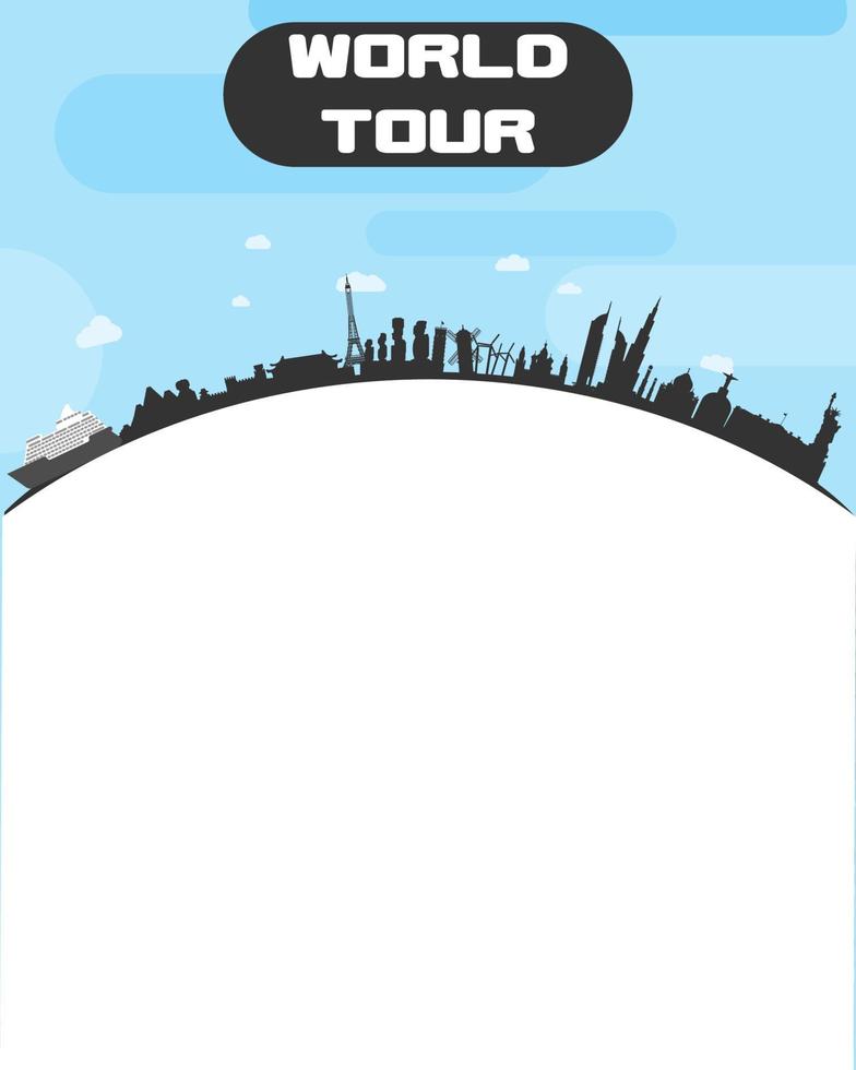 around the world travel company with attractions vector