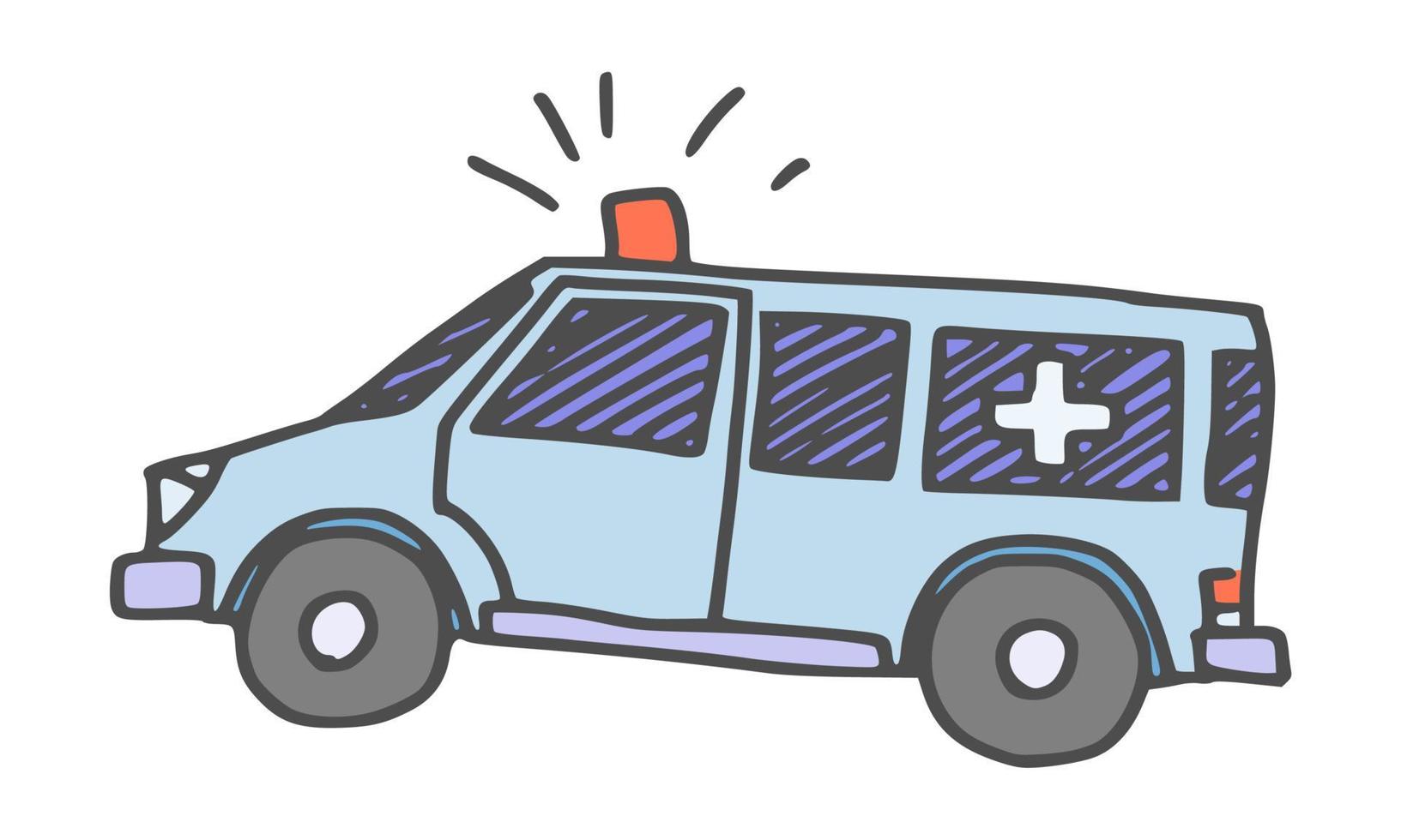 ambulancia simple dibujo coche hospital. boceto nuevo vector