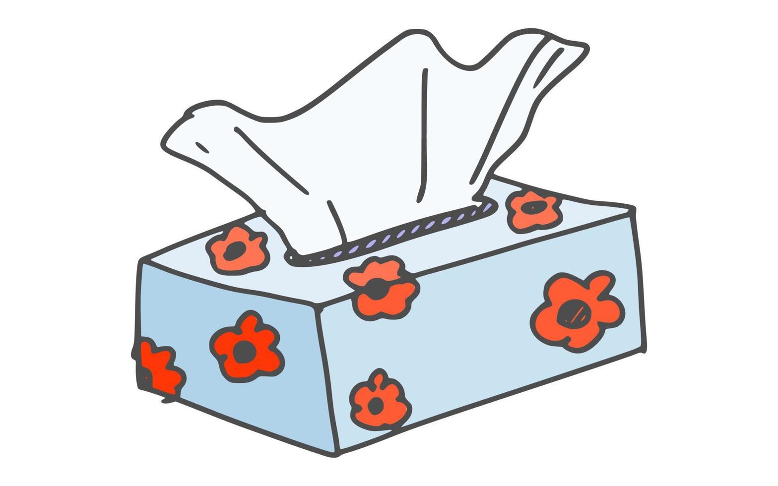 box with paper towels. doodle style image vector
