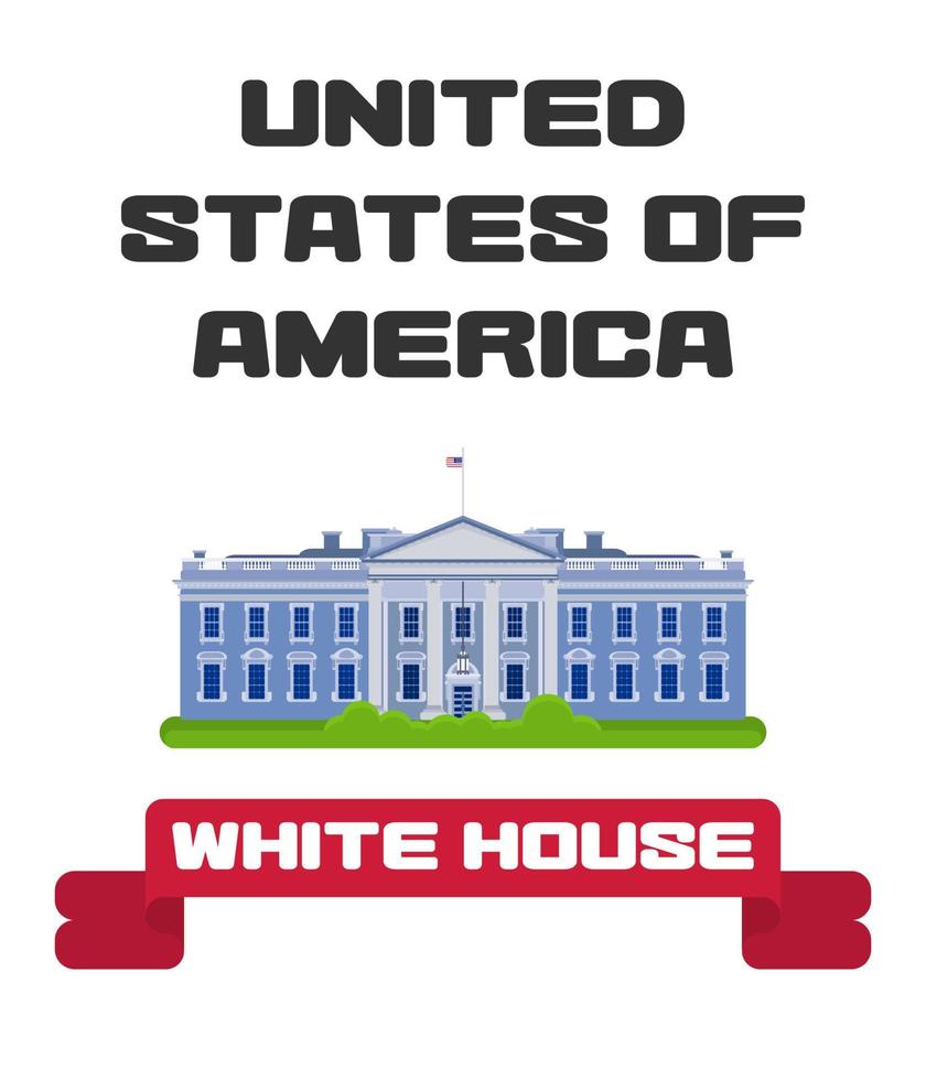 white house of the president america with ribbon vector