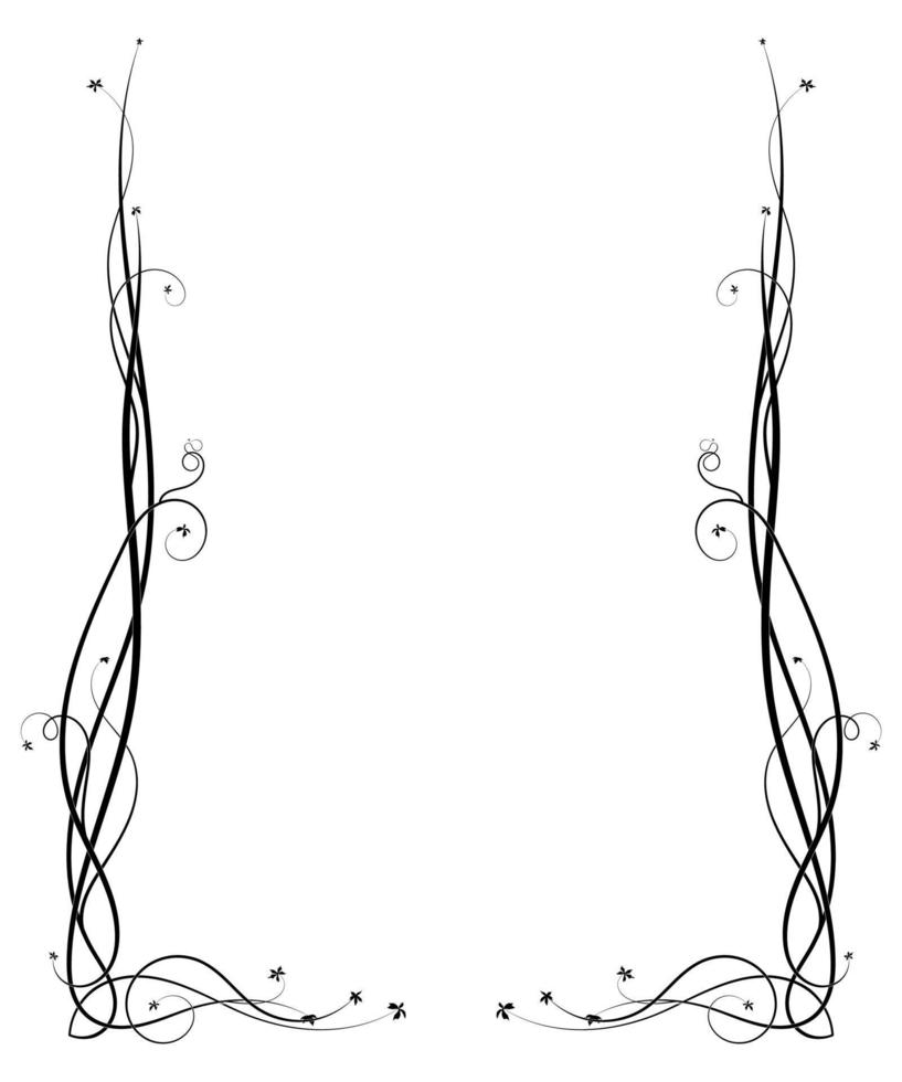 vine vine stretching upward frame ornament. sketch vector