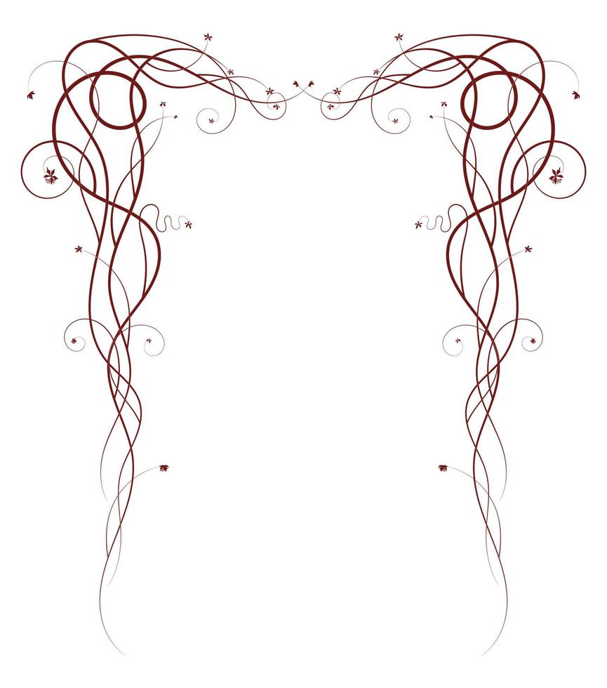 red ornament vine pulling down frame. sketch new vector