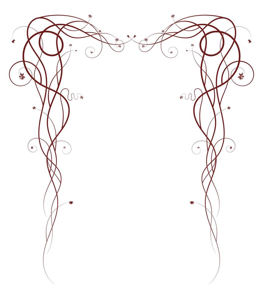 red ornament vine pulling down frame. sketch new vector