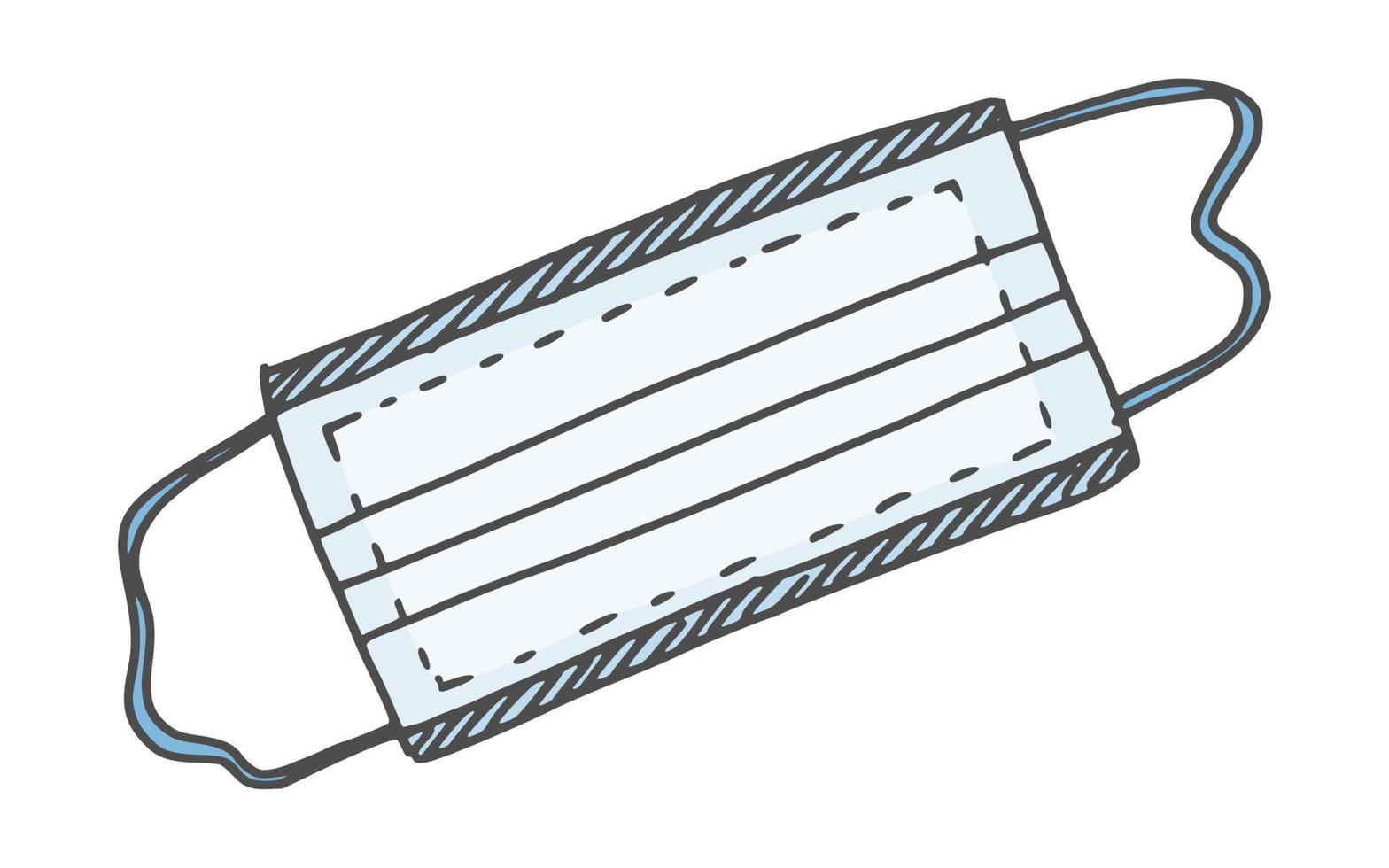 safety mask simple blue. doodle style drawing new vector