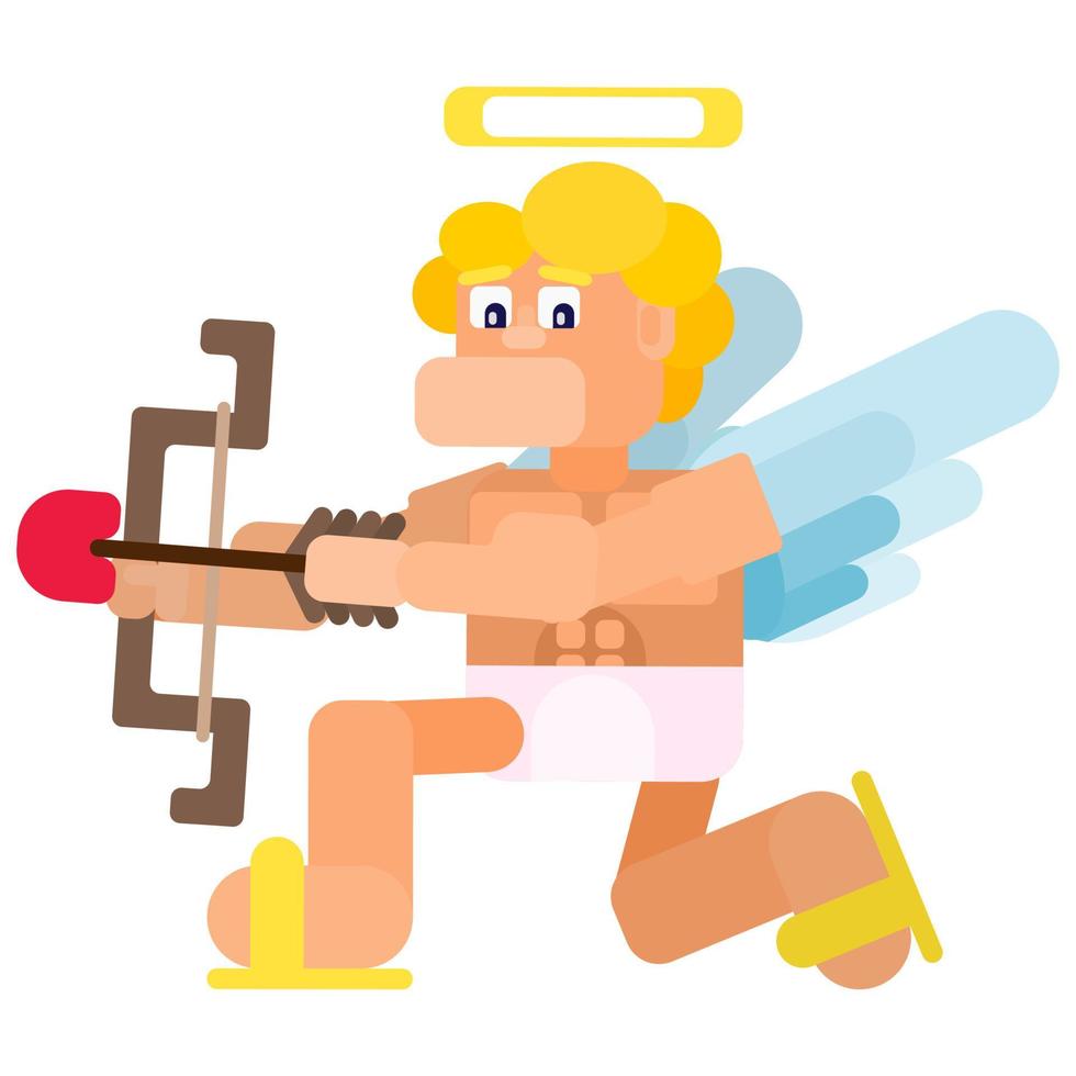 flat angel with wings and bow shoots vector