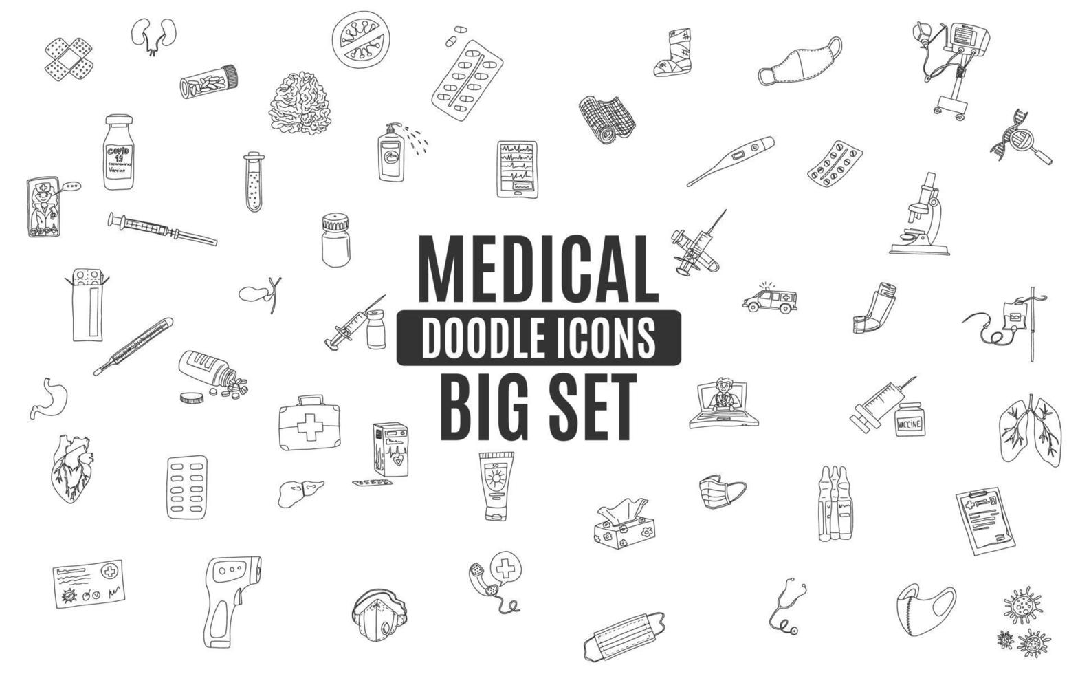 medicine large collection of hospital doodles new vector