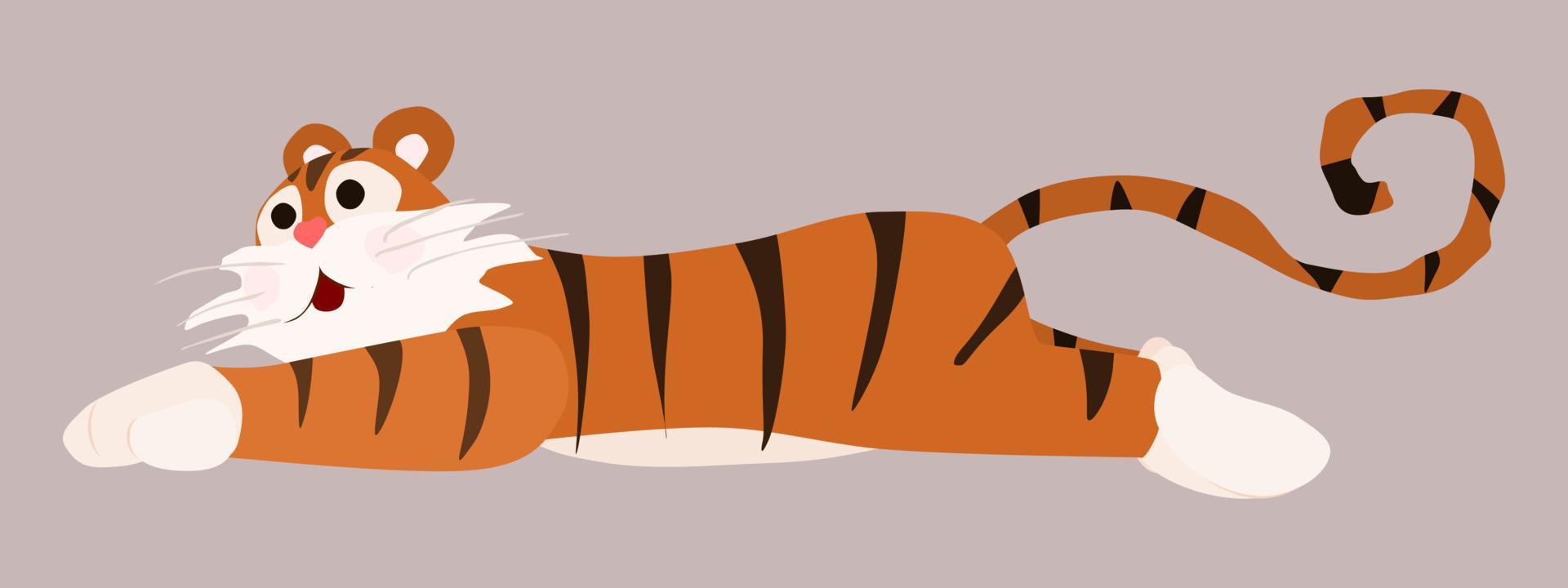 tigre perezoso yace en el suelo personaje brillante nuevo vector