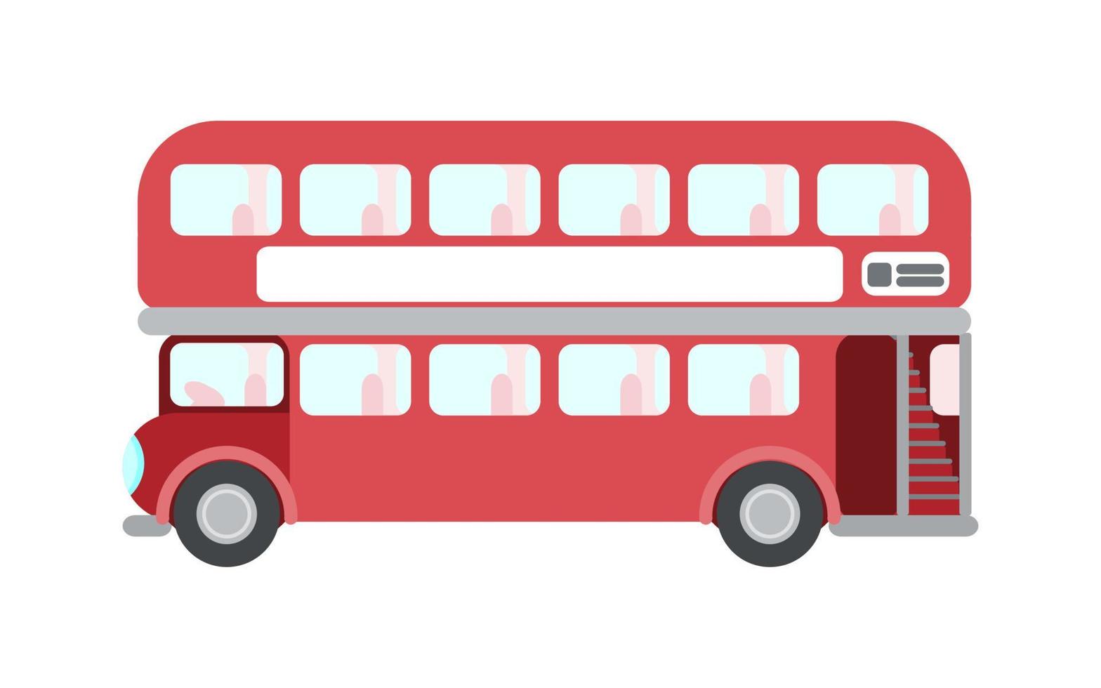 Londres autobús de dos pisos rojo histórico. estilo plano vector