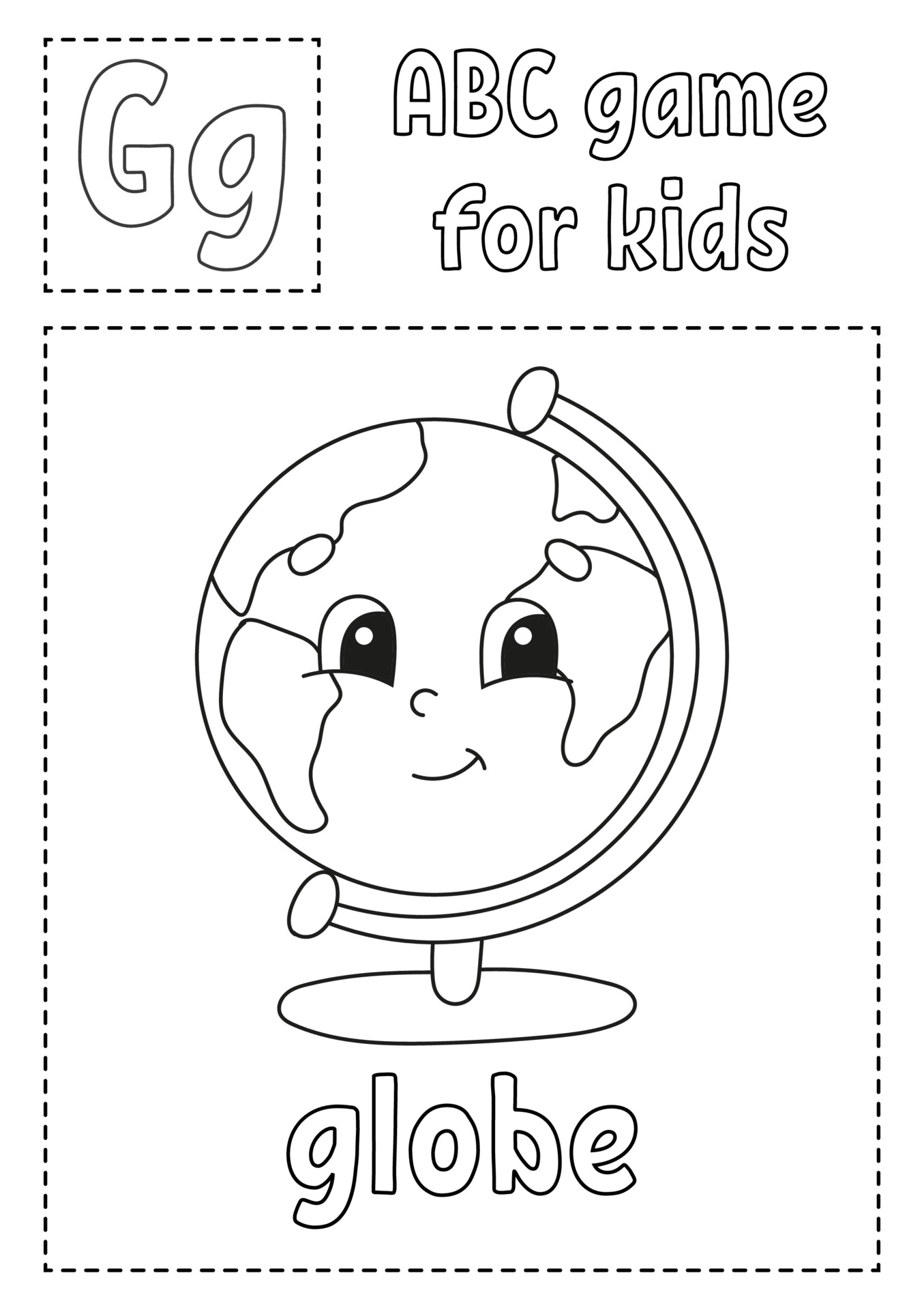 Letter G is for globe. ABC game for kids. Alphabet coloring ...