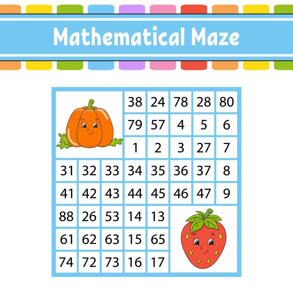 Mathematical maze. Game for kids. Number labyrinth. Education ...