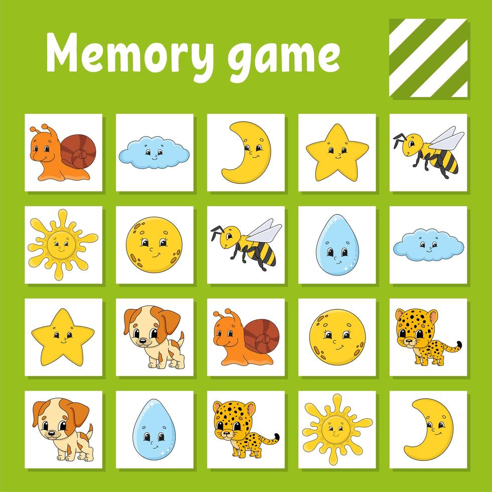 Memory game for kids. Education developing worksheet. Activity page ...