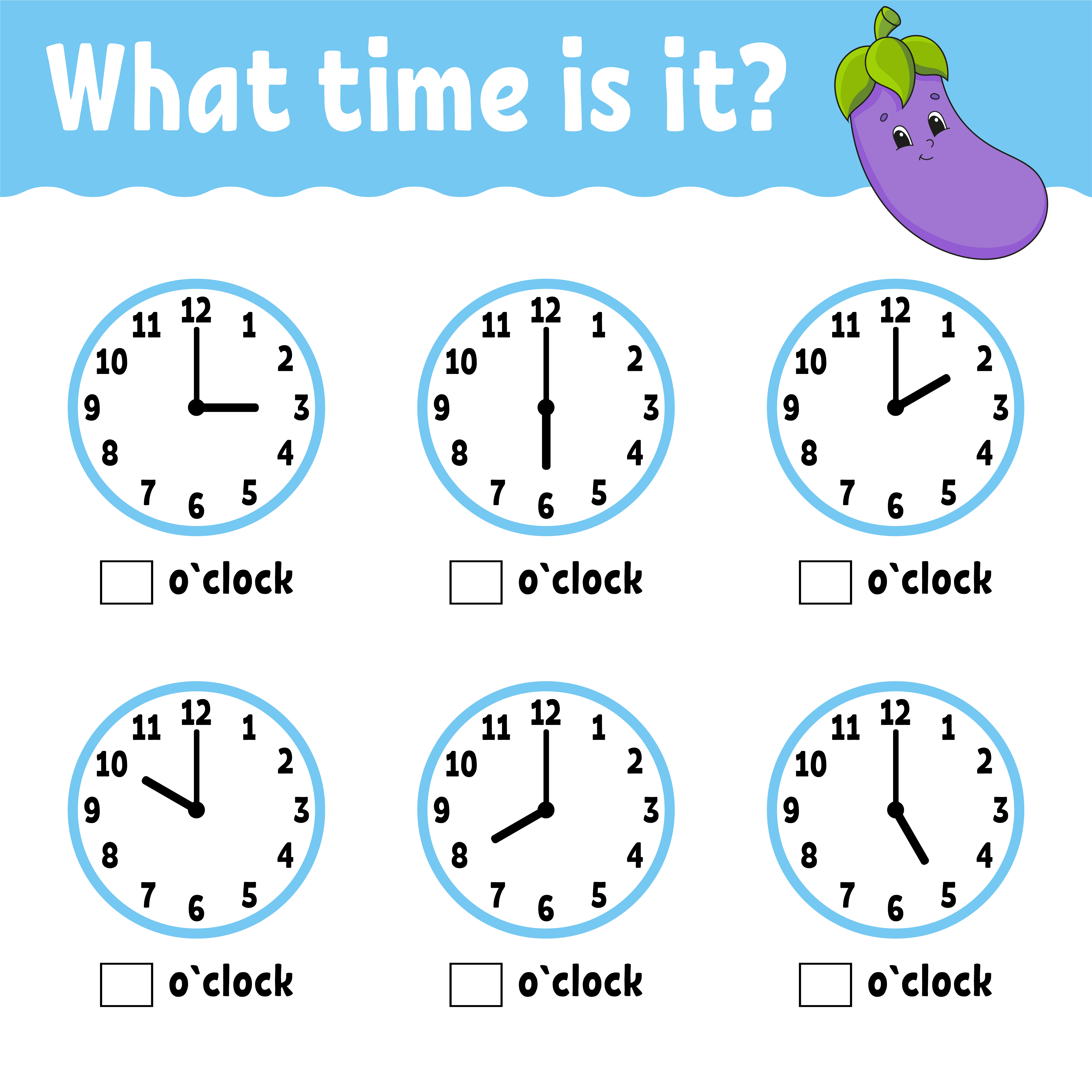 Learning time on the clock. Educational activity worksheet for