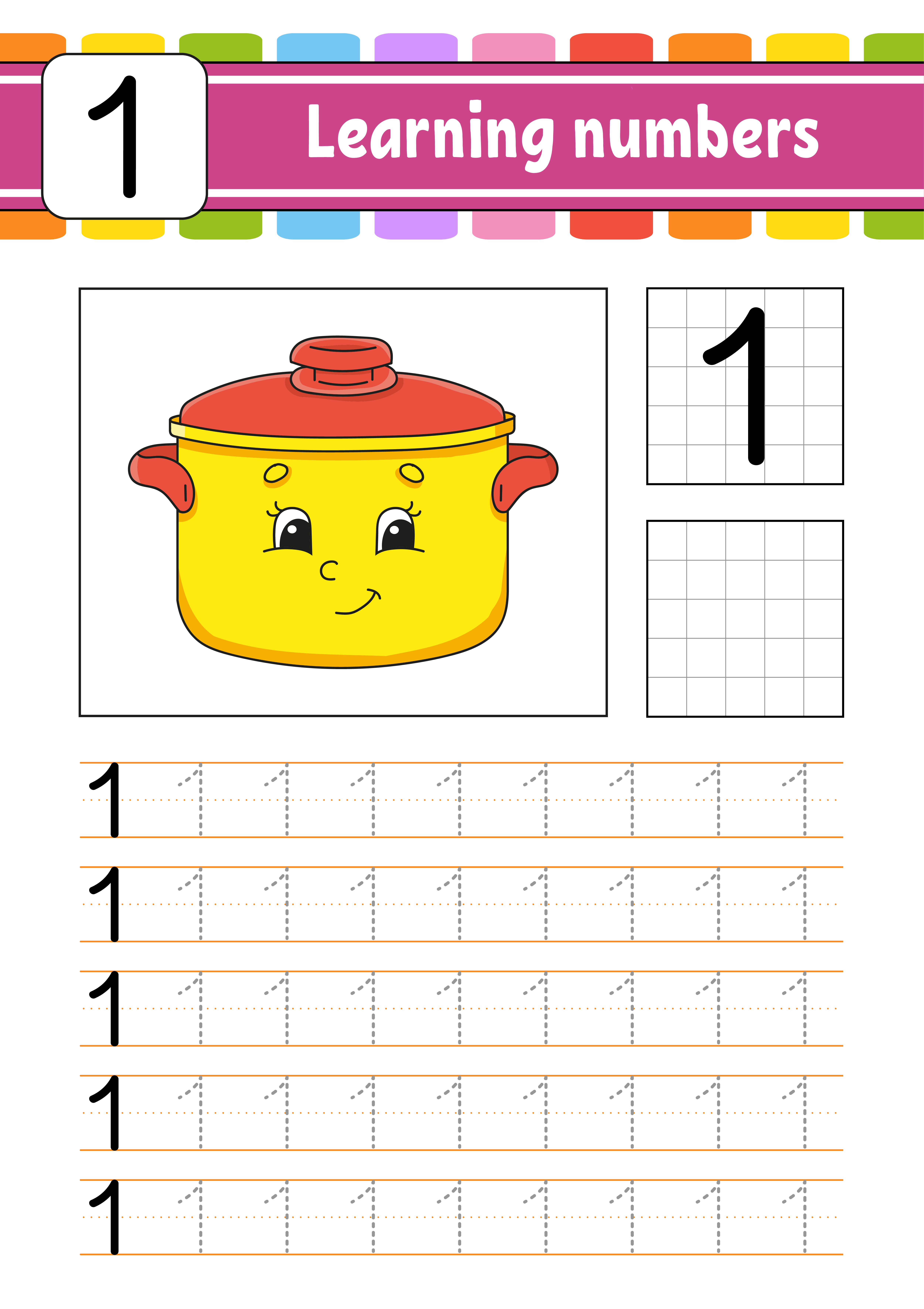 number 1 trace and write handwriting practice learning numbers for kids education developing worksheet activity page isolated vector illustration in cute cartoon style 3770630 vector art at vecteezy