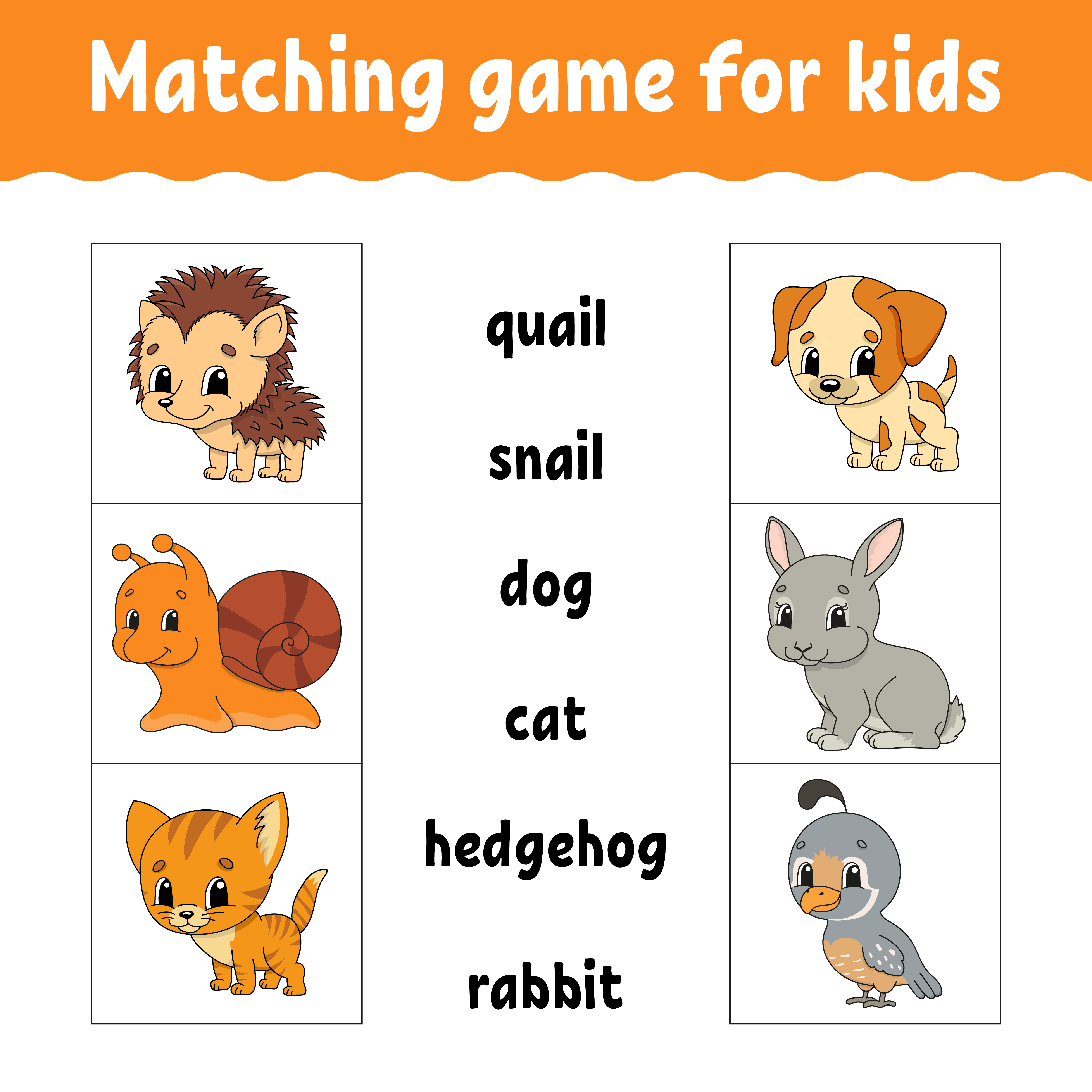 Matching game for kids. Find the correct answer. Draw a line. Learning words.  Activity worksheet. Cartoon character. 3770646 Vector Art at Vecteezy