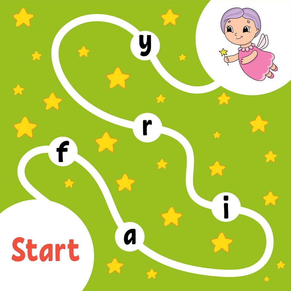 Elderly fairy. Logic puzzle game. Learning words for kids. Find the hidden name. Education developing worksheet. Activity page for study English. Isolated vector illustration. Cartoon style.