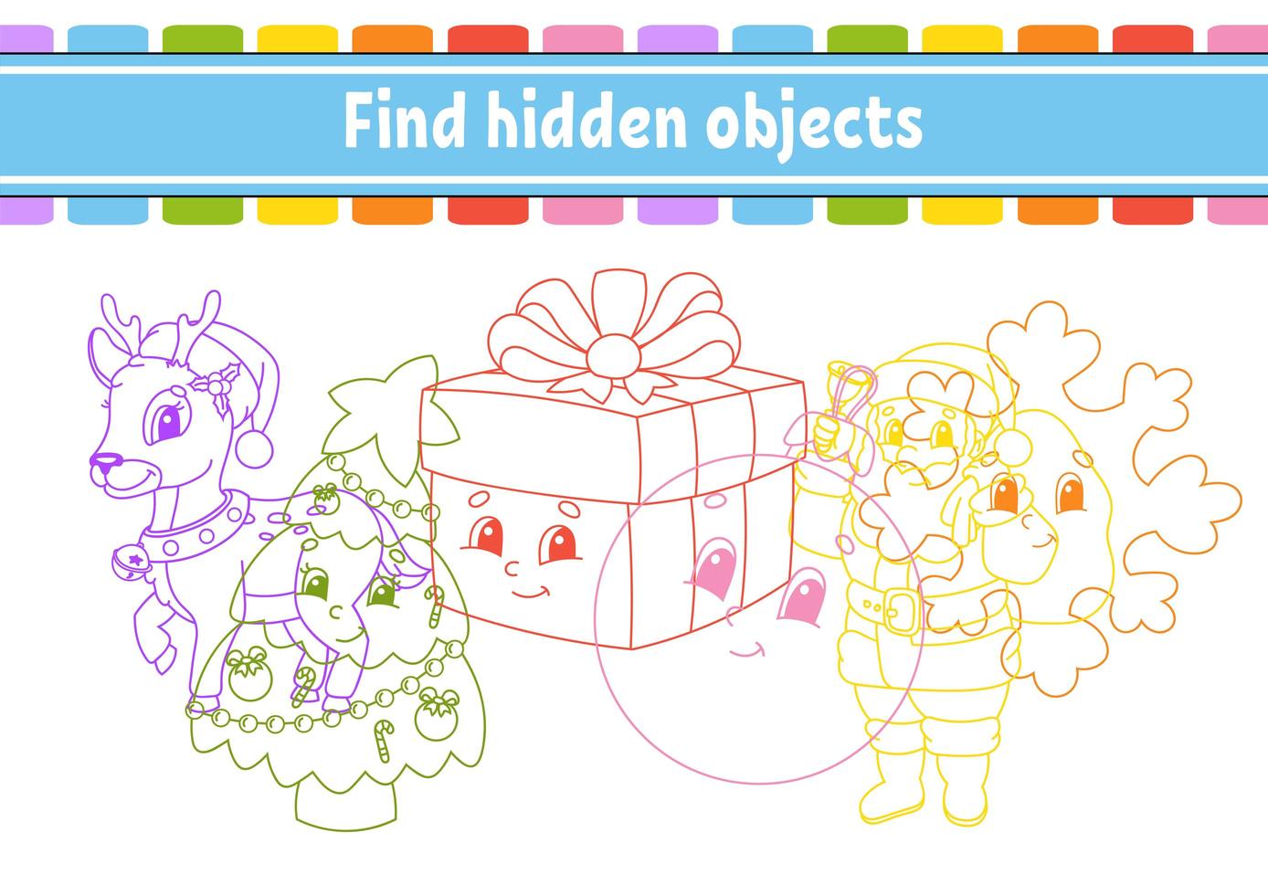 Find hidden object. Education developing worksheet. Activity page with pictures. Color contour. Logical thinking training. Isolated vector illustration. Funny character. Cartoon style.