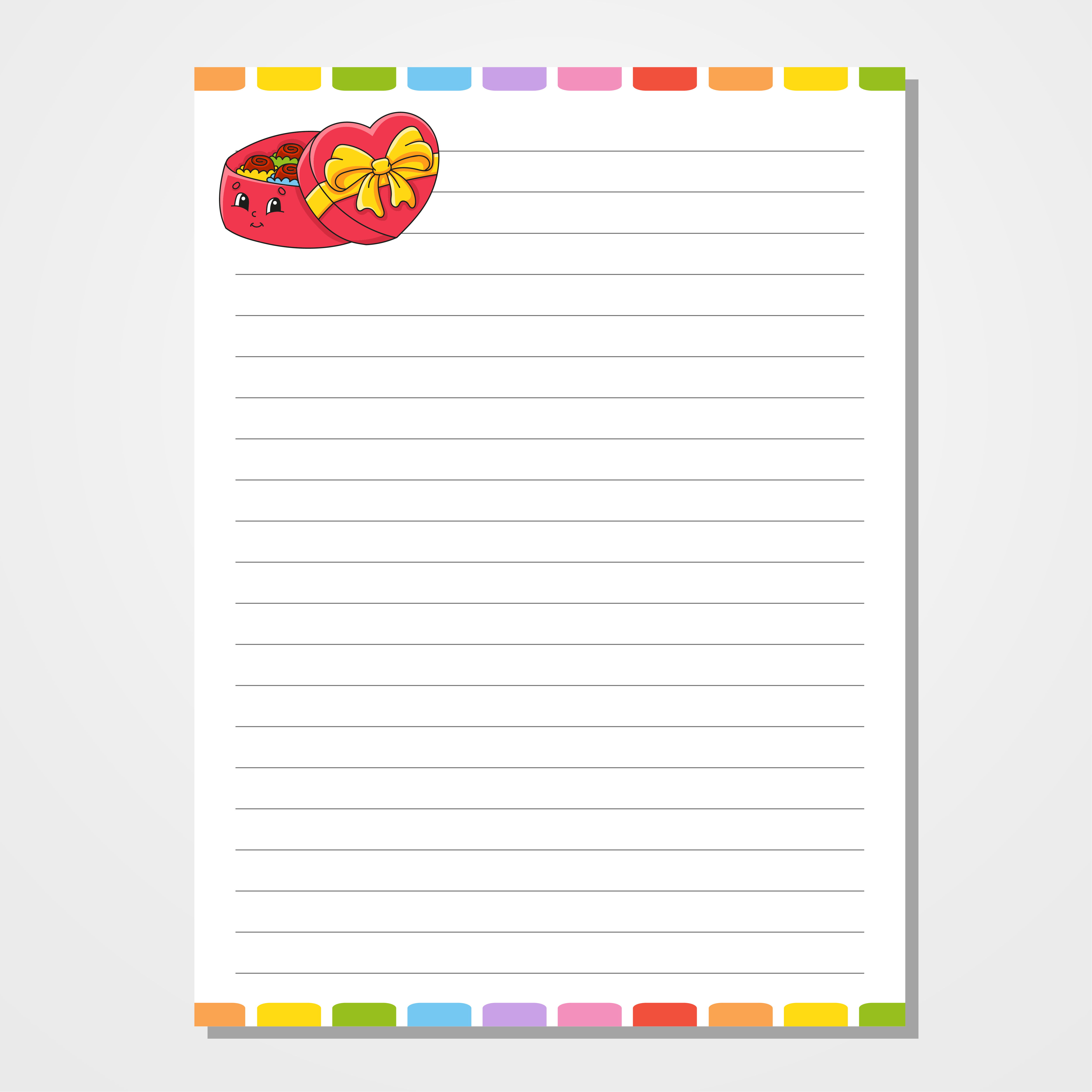 sheet template for notebook notepad diary lined paper cute character candy box with a color image isolated vector illustration cartoon style 3770759 vector art at vecteezy