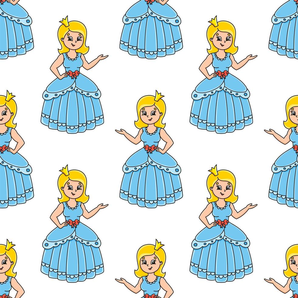 Colored cartoon seamless pattern. Cartoon style. Hand drawn. Vector illustration isolated on white background.